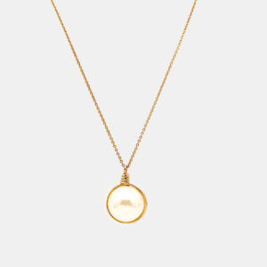 Carolina Herrera Faux Pearl Gold Tone Pendant Necklace