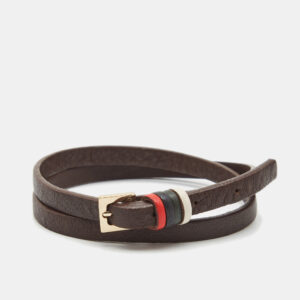 Carolina Herrera UAE National Day Leather Gold Tone Wrap Bracelet