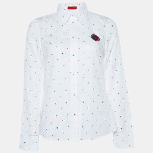 Carolina Herrera White Dot Print Buttoned Down Shirt M