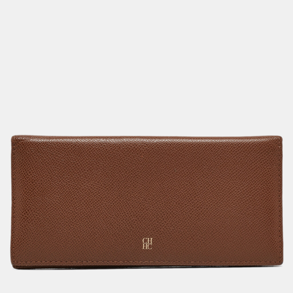 luxury-women-carolina-herrera-used-handbags-p1108075-002 Carolina Herrera Brown Leather Bifold Continental Wallet