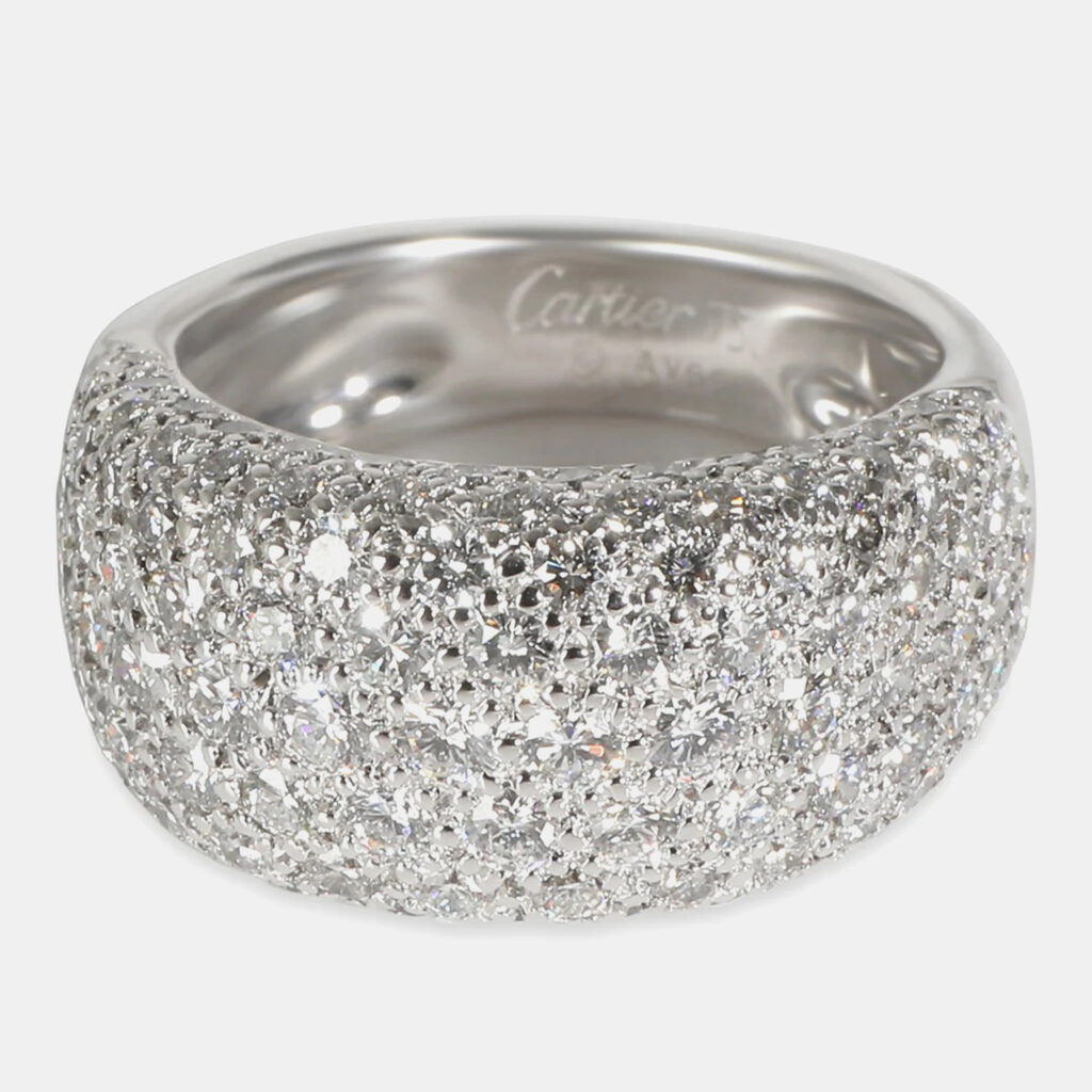 luxury-women-cartier-used-fine-jewelry-p1029965-003 Cartier 18k White Gold Vintage Fashion Ring 3.5 CTW EU 52