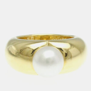 Cartier Pearl Heart Yellow Gold 18K Pearl Band Ring Gold EU 52