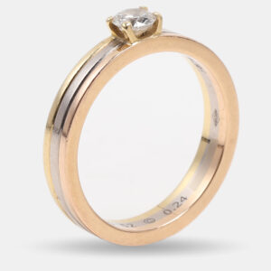 cartier 18k yellow, rose, white gold and diamond vend&ocirc;me louis cartier solitaire ring eu 52