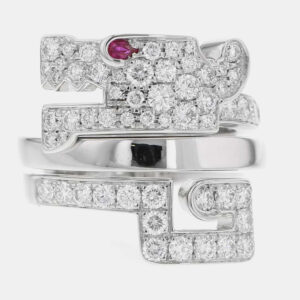Cartier 18K White Gold Le Beze du Dragon Ring EU 51