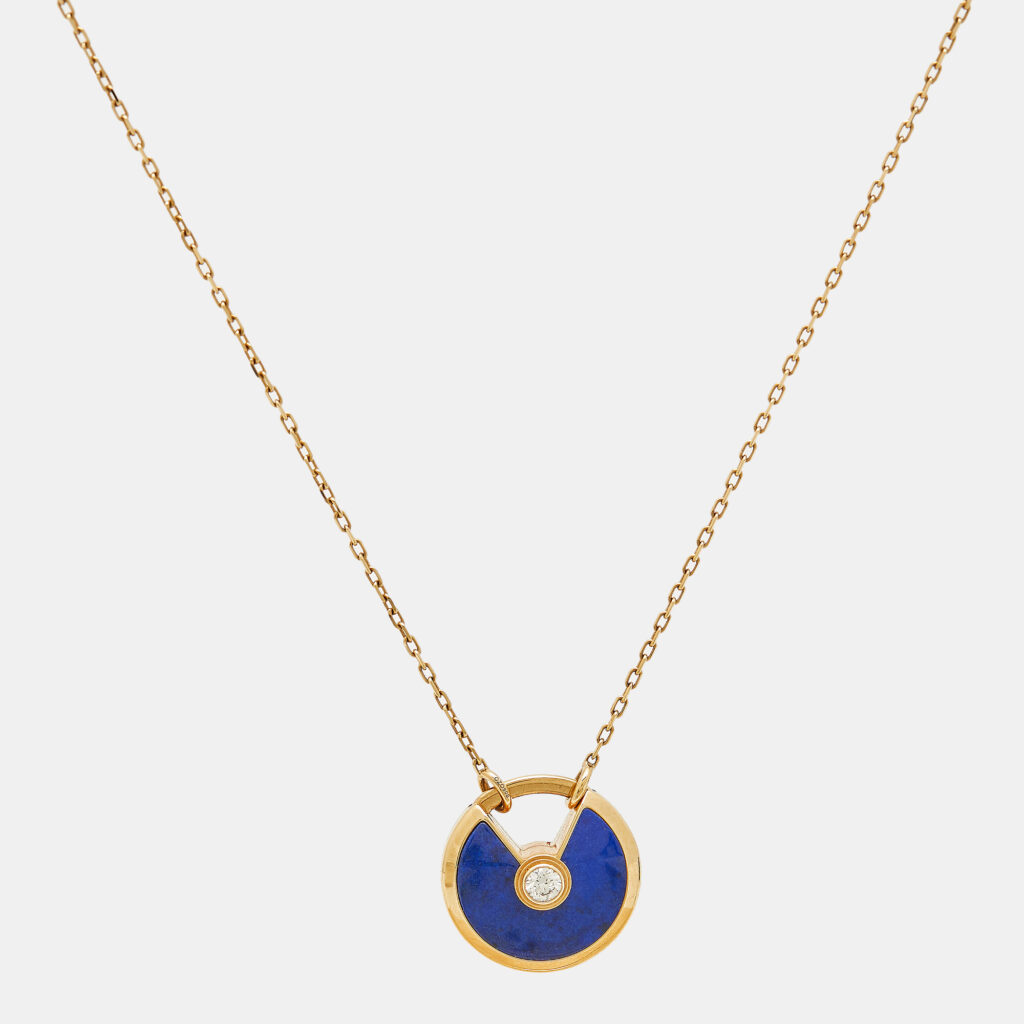 Cartier Amulette De Cartier Lapis Lazuli Diamond 18k Yellow Gold Small Model Necklace