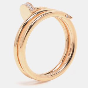 Cartier Juste Un Clou Diamond 18k Rose Gold Ring Size 53
