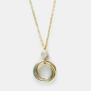 Cartier 18K Yellow, Rose, White Gold and Diamond Trinity Pendant Necklace