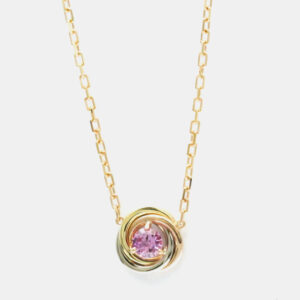 Cartier 18K Yellow, Rose, White Gold Trinity Pink Sapphire Necklace