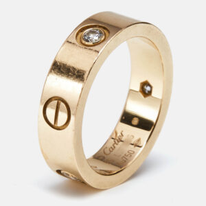 Cartier Love 3 Diamonds 18k Rose Gold Classic Model Ring Size 55