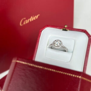 Cartier 18K White Gold and Diamond 1.51 ctw Solitaire Ring EU 56