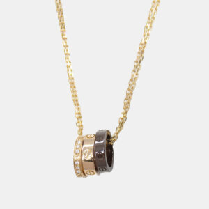 Cartier Ceramic 18K Pink Gold Diamond Love Three Hoop Necklace