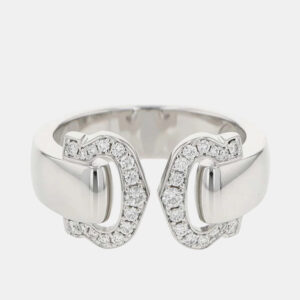 Cartier 18K White Gold C De Cartier Band Ring EU 49
