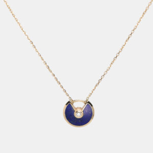 Cartier Amulette De Cartier Diamond Lapis Lazuli 18k Yellow Gold XS Model Pendant Necklace