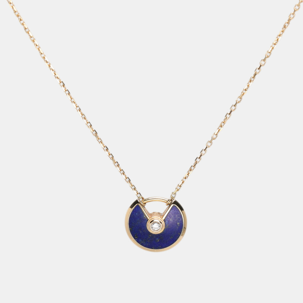 luxury-women-cartier-used-fine-jewelry-p1156072-004 Cartier Amulette De Cartier Diamond Lapis Lazuli 18k Yellow Gold XS Model Pendant Necklace