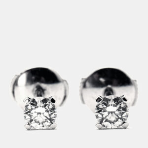 Cartier 1895  Solitaire Diamonds 0.41 cts 18k White Gold Stud Earrings