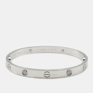 Cartier 18K White Gold and Diamond Love Bangle Bracelet