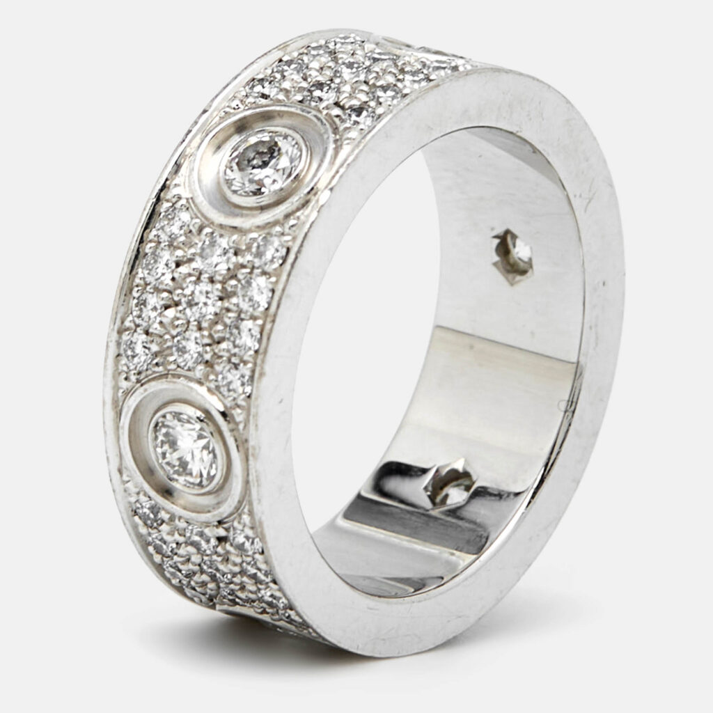 luxury-women-cartier-used-fine-jewelry-p979548-004 Cartier Love Diamonds 18k White Gold Ring Size 49