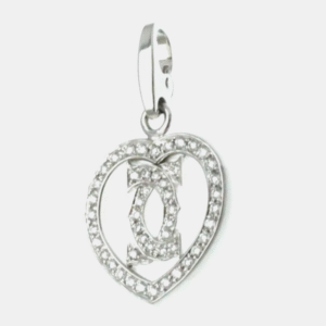 Cartier 18K White Gold and Diamond Double C Heart Charm