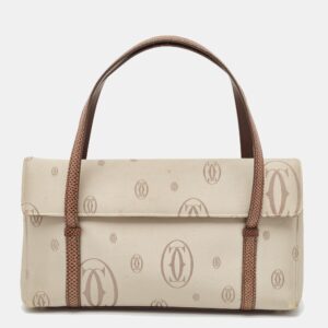 Cartier Brown/Grey Satin and Lizard Happy Birthday Cabochon Flap Bag