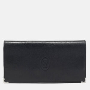Cartier Black Leather Must de Cartier Bifold Long Wallet