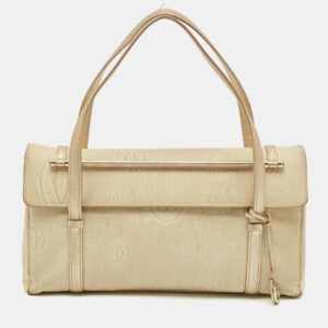 Cartier Gold Fabric and Leather Happy Birthday Cabochon Flap Bag