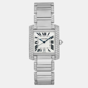 Cartier White 18K White Gold Tank Fran&ccedil;aise WE1003SF Automatic  Women's Wristwatch 28mm