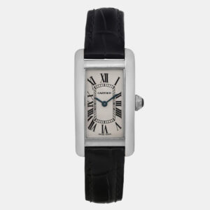 Cartier White 18K White Gold Tank Americaine W2601956 Quartz Women's Wristwatch 28mm