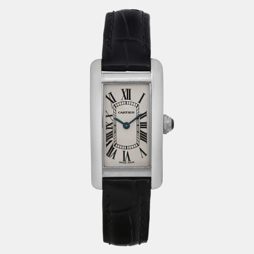 luxury-women-cartier-used-watches-p1099201-002 Cartier White 18K White Gold Tank Americaine W2601956 Quartz Women's Wristwatch 28mm
