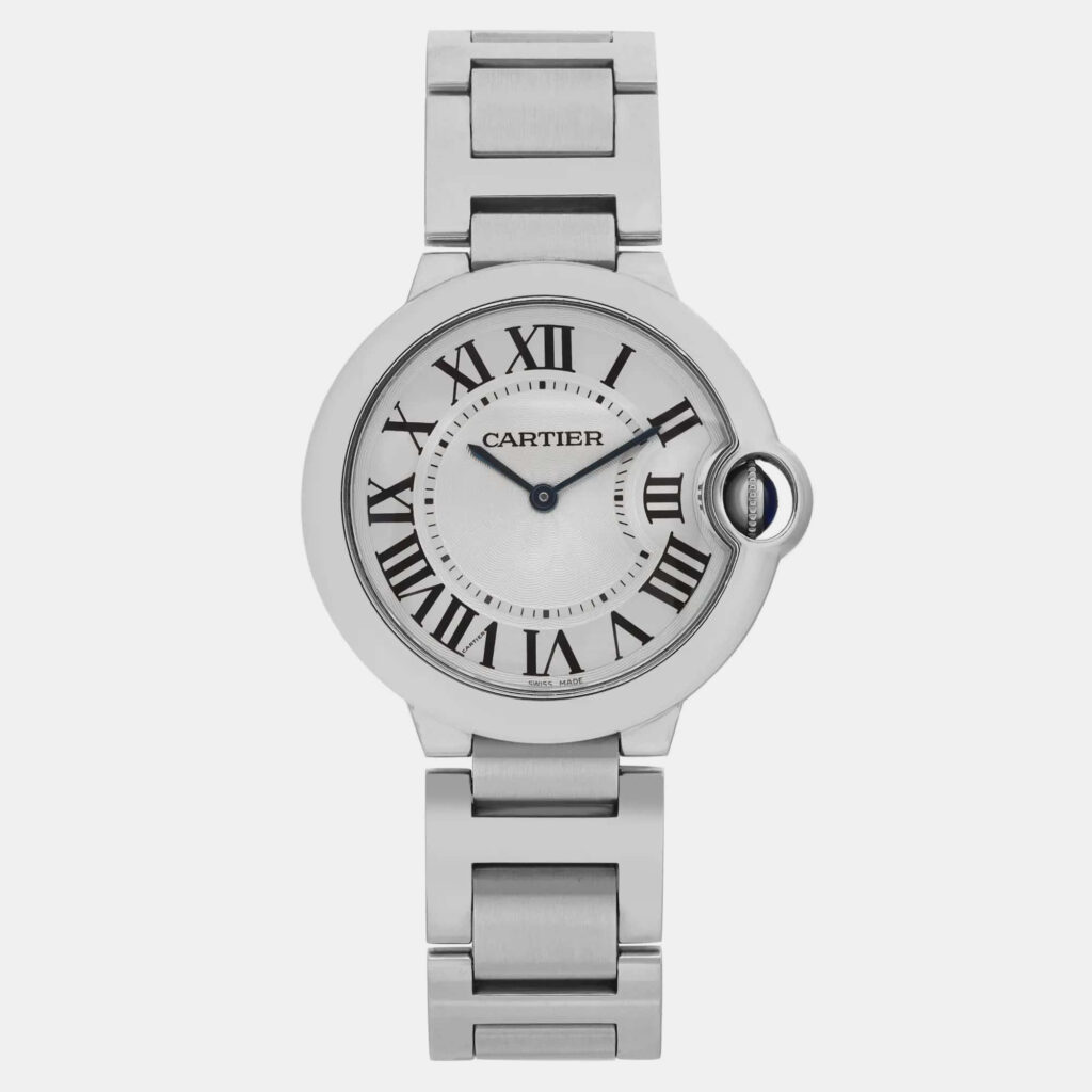 luxury-women-cartier-used-watches-p1099265-006 Cartier Silver Stainless Steel Ballon Bleu W69011Z4 Quartz Men's Wristwatch 36 mm
