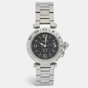 Cartier Black Stainless Steel Pasha De Cartier W31049M7 Unisex Wristwatch 35 mm