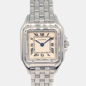 Cartier Beige 18k White Gold Panthere W25016F3 Quartz Women's Wristwatch 22 mm