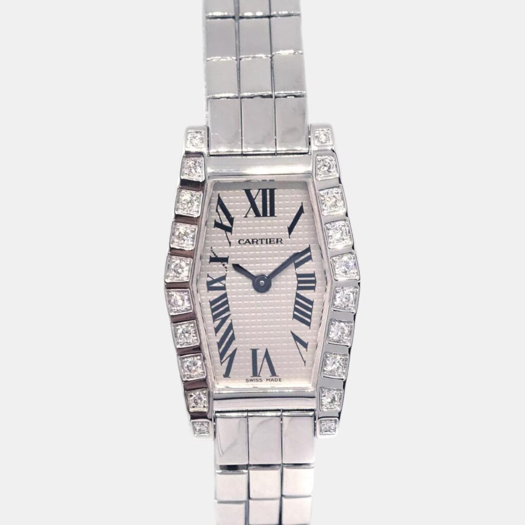 luxury-women-cartier-used-watches-p1127267-001 Cartier Lanieres 2560 Quartz White 18k White Gold Women’s Wristwatch 18 mm