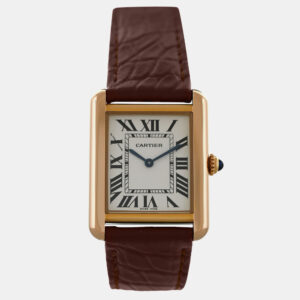 Cartier White 18k Rose Gold Tank Solo W5200024 Quartz Women's Wristwatch 24 mm