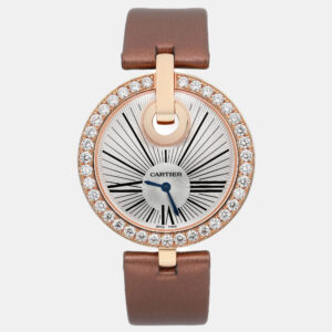 Cartier Silver 18k Rose Gold Captive De Cartier WG600011 Quartz Women's Wristwatch 35 mm