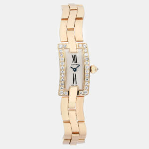 Cartier Silver 18k Rose Gold Ballerine 2992 Quartz Women's Wristwatch 24 mm