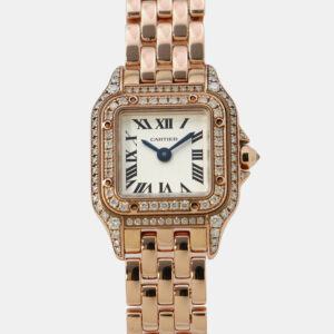 Cartier Silver 18k Rose Gold Panthere De Cartier WJPN0045 Quartz Women's Wristwatch 21 mm
