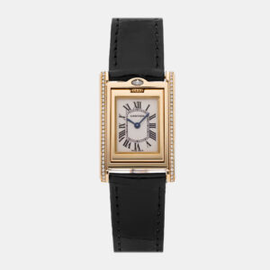 Cartier Tank Basculante WA202251 Manual Winding 18K Yellow Gold Silver Dial Women's Wristwatch 22mm