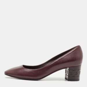 Casadei Purple Leather Embossed Chain Heel Pumps Size 37