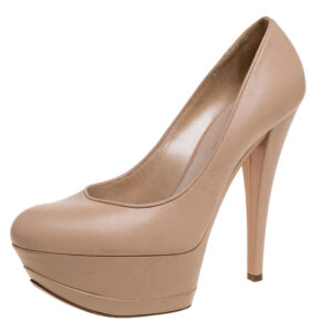 Casadei Beige Leather Platform Pumps Size 38.5