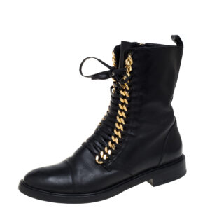 Casadei Black Leather 'City Rock' Ankle Boots Size 41
