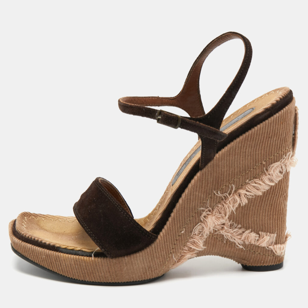 luxury-women-casadei-used-shoes-p723517-002 Casadei Brown Suede Espadrille Sandals Size 36