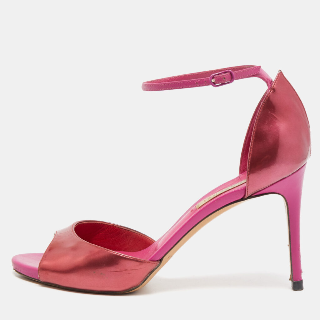 luxury-women-casadei-used-shoes-p783373-010 Casadei Pink Leather Candylux Ankle Strap Sandals Size 38