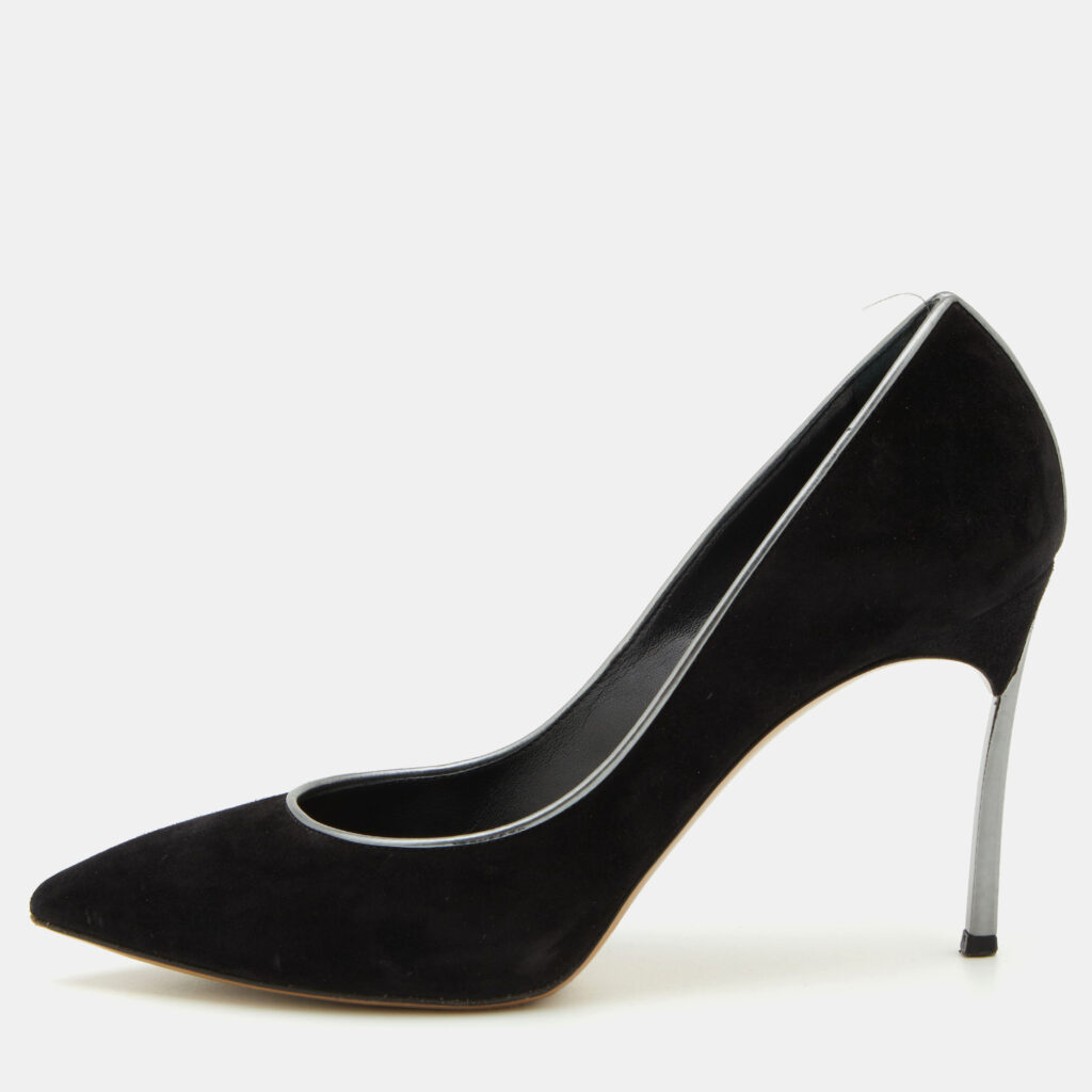 luxury-women-casadei-used-shoes-p809791-003 Casadei Black Suede Blade Pumps Size 36.5