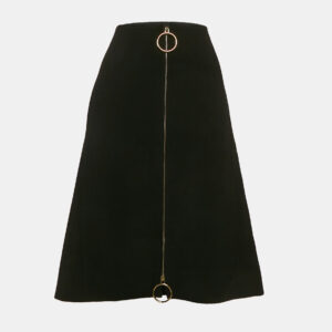 Celine Black Wool Zip-Up Midi Skirt M