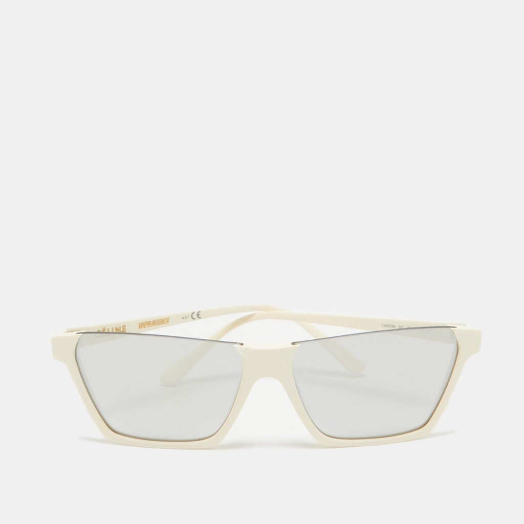 luxury-women-celine-used-accessories-p1073939-001 Celine Ivory/Grey Mirrored CL40028I Rectangle Sunglasses
