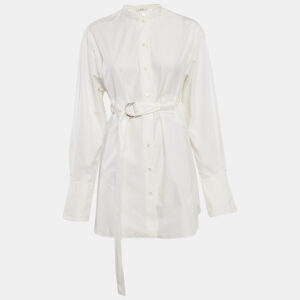 Celine White Cotton Waist Belt Detail Mini Dress M