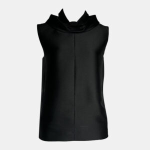 Celine Black Sleeveless Top with Ruffled Collar