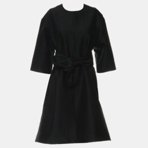 Celine Black Wool & Silk Belted Dress FR Women 42