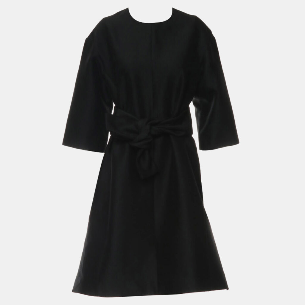 luxury-women-celine-used-clothes-p1147349-001 Celine Black Wool & Silk Belted Dress FR Women 42