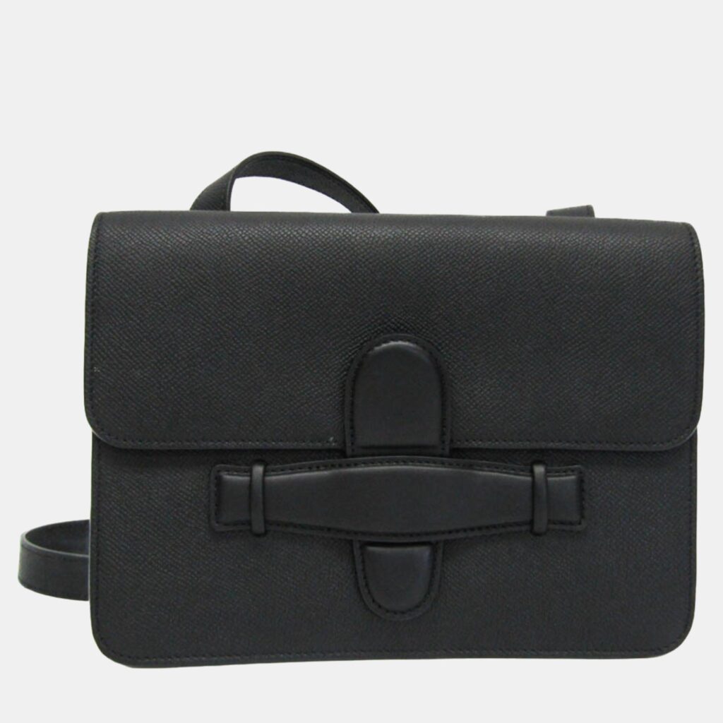 luxury-women-celine-used-handbags-p1024628-002 Celine Black Leather Symmetrical Shoulder Bag